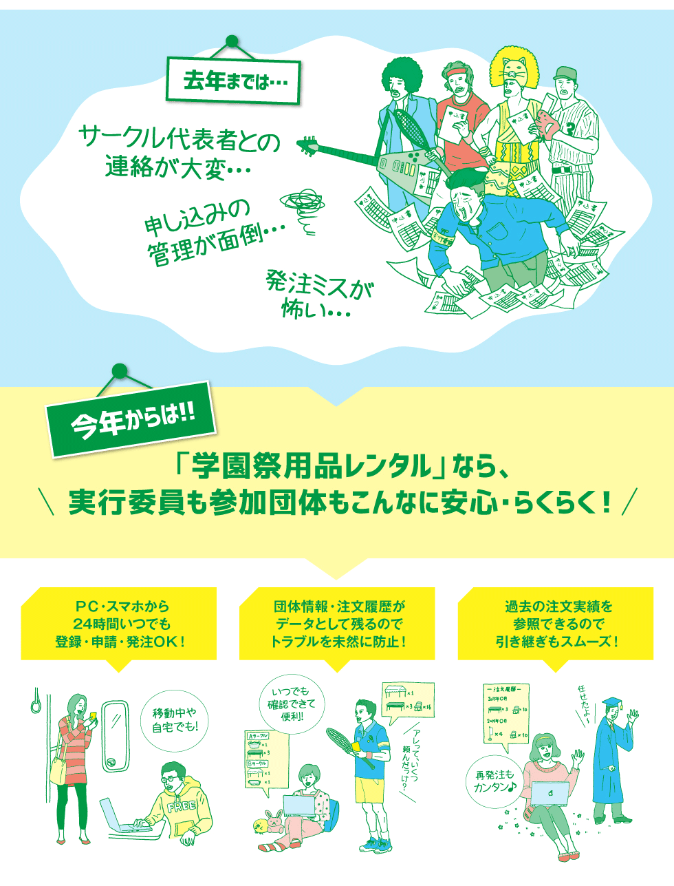 山王スペース＆レンタル 学園祭用品 案内