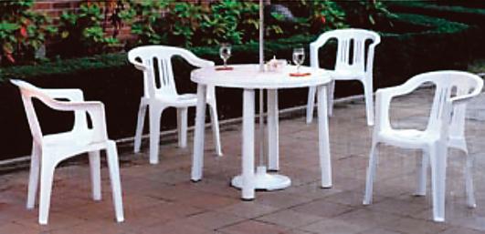 ガーデンテーブルセット <br>白プラスチック製